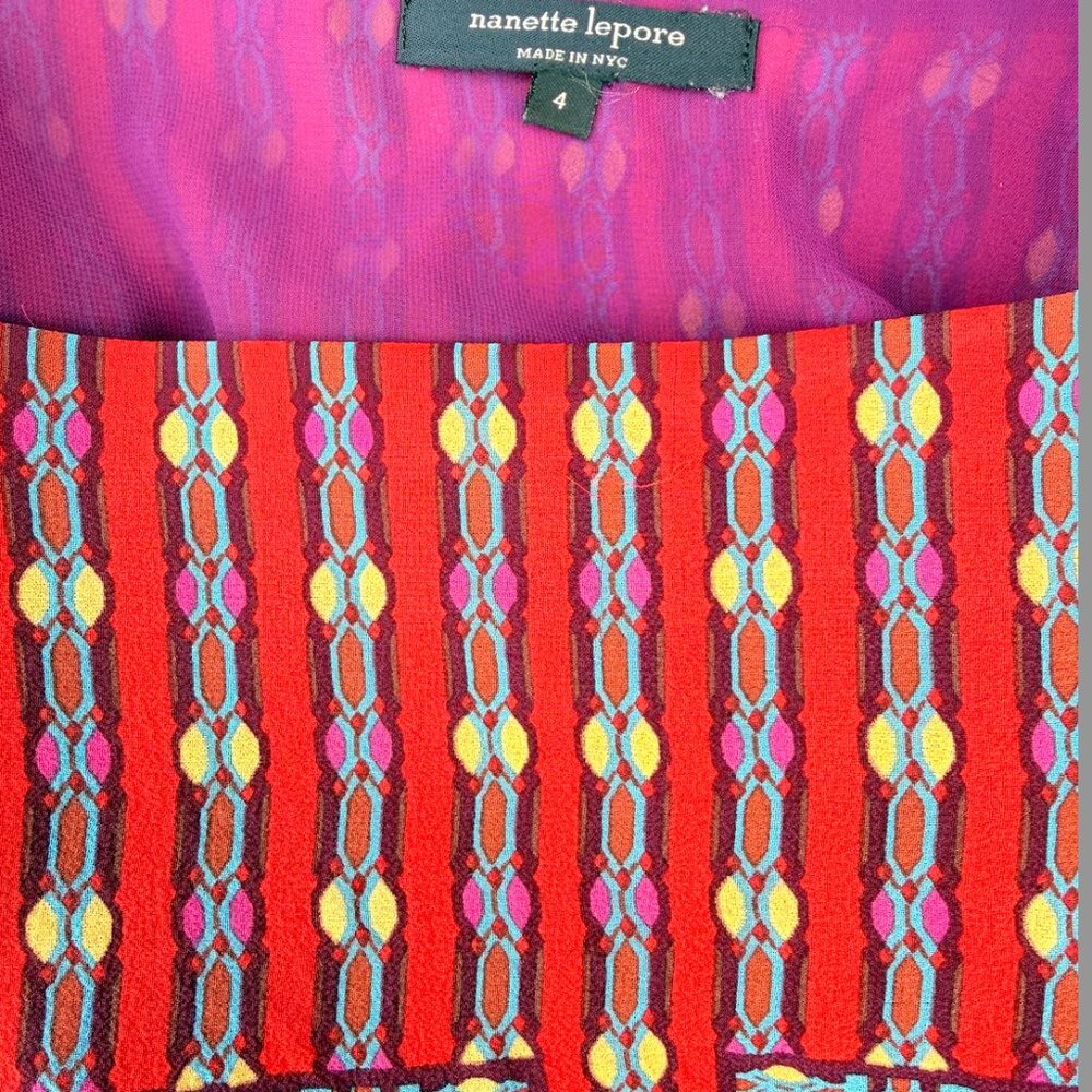 Boho Sheer Silk Nanette Lepore Blouse - Picture 4 of 4